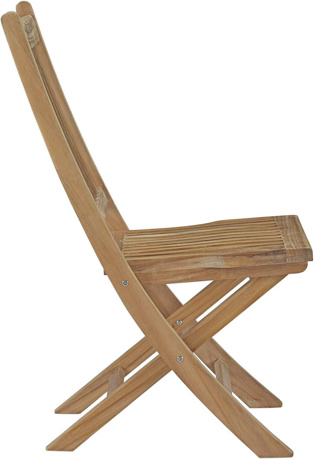 EEI-3313-NAT-SET Marina 9 Piece Patio Teak Outdoor Dining Set in Natural, Eight Folding Side Chair/One Table,