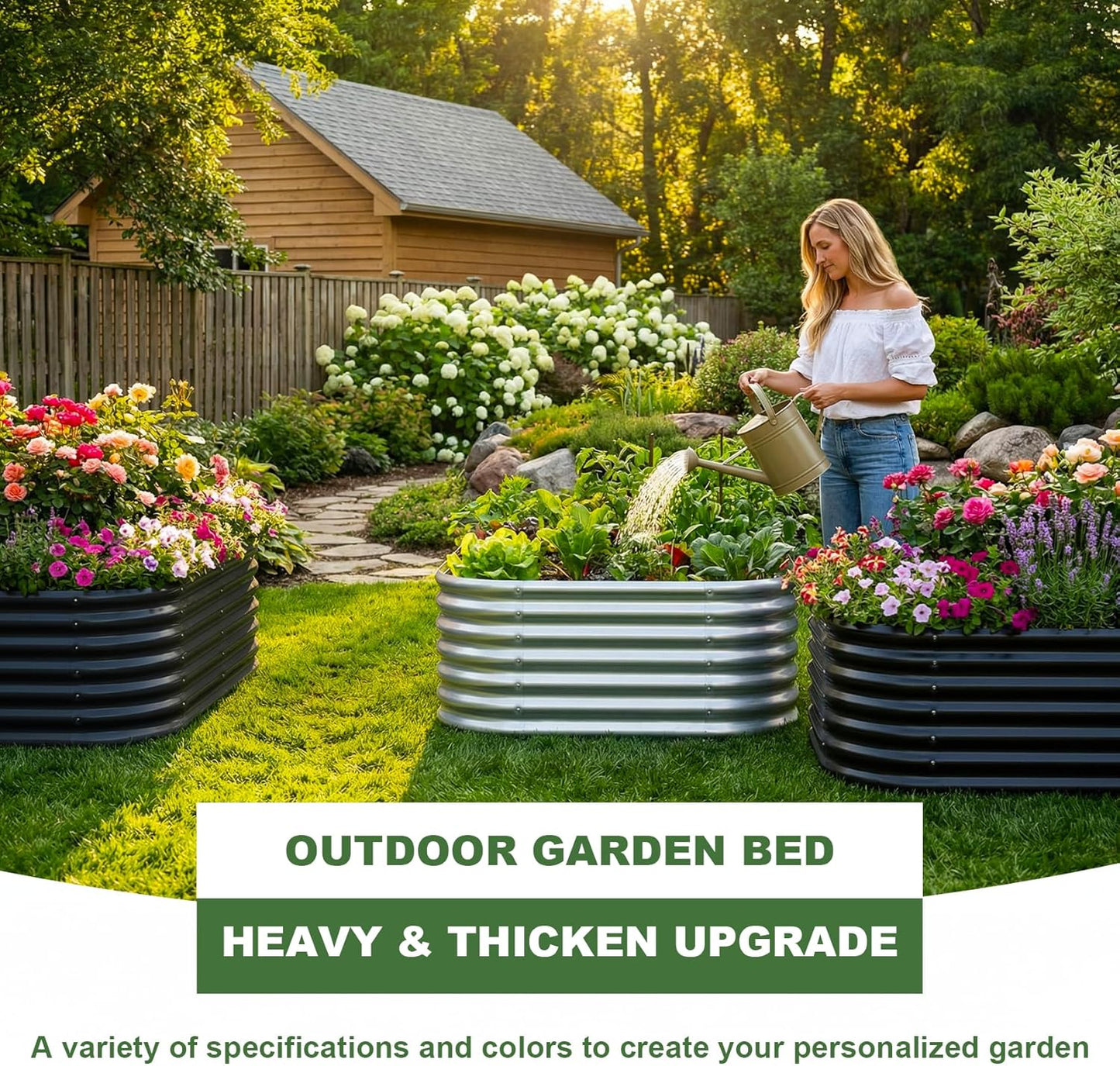 2 Pack 4×2×2Ft Galvanized Raised Garden Bed Outdoor,Oval Sturdy and Durable Planter Boxes for Vegetables, Fruits, Flowers and Plants, Easy Assembly, Silver