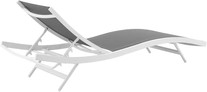 Glimpse Outdoor Patio Mesh Chaise Lounge Set of 4 in White Gray