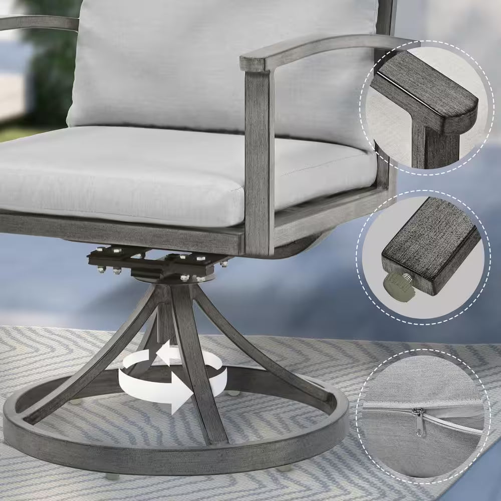 Modique Gray 9-Piece Aluminum Outdoor Dining Set with Gray Cushions