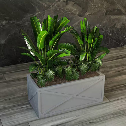 Bonsai 13 In. High Fiberstone Rectangular Planter Weather-Resistant Indoor and Outdoor 30 In. Wide Grey