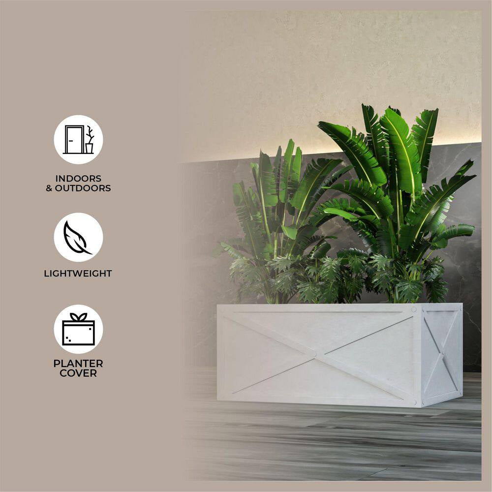 Bonsai Fiberstone Rectangular Planter Weather-Resistant Design MGO Clay Planter Pot for Indoor and Outdoor in White