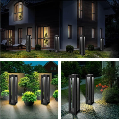 Solar Powered Outdoor Floor Lamp, Stainless Steel Solar Street Lights, Solar Floor Lamp Waterproof Deck Lights for Garden, Yard, Pathway, Porch