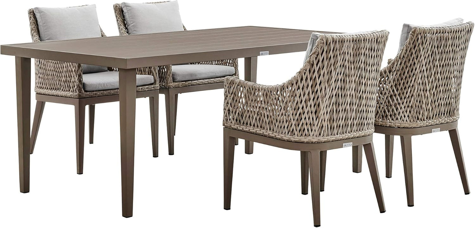 Grenada 5 Piece Grey Aluminum Outdoor Dining Set with Grey Fabric