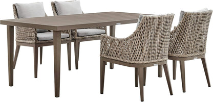 Grenada 5 Piece Grey Aluminum Outdoor Dining Set with Grey Fabric