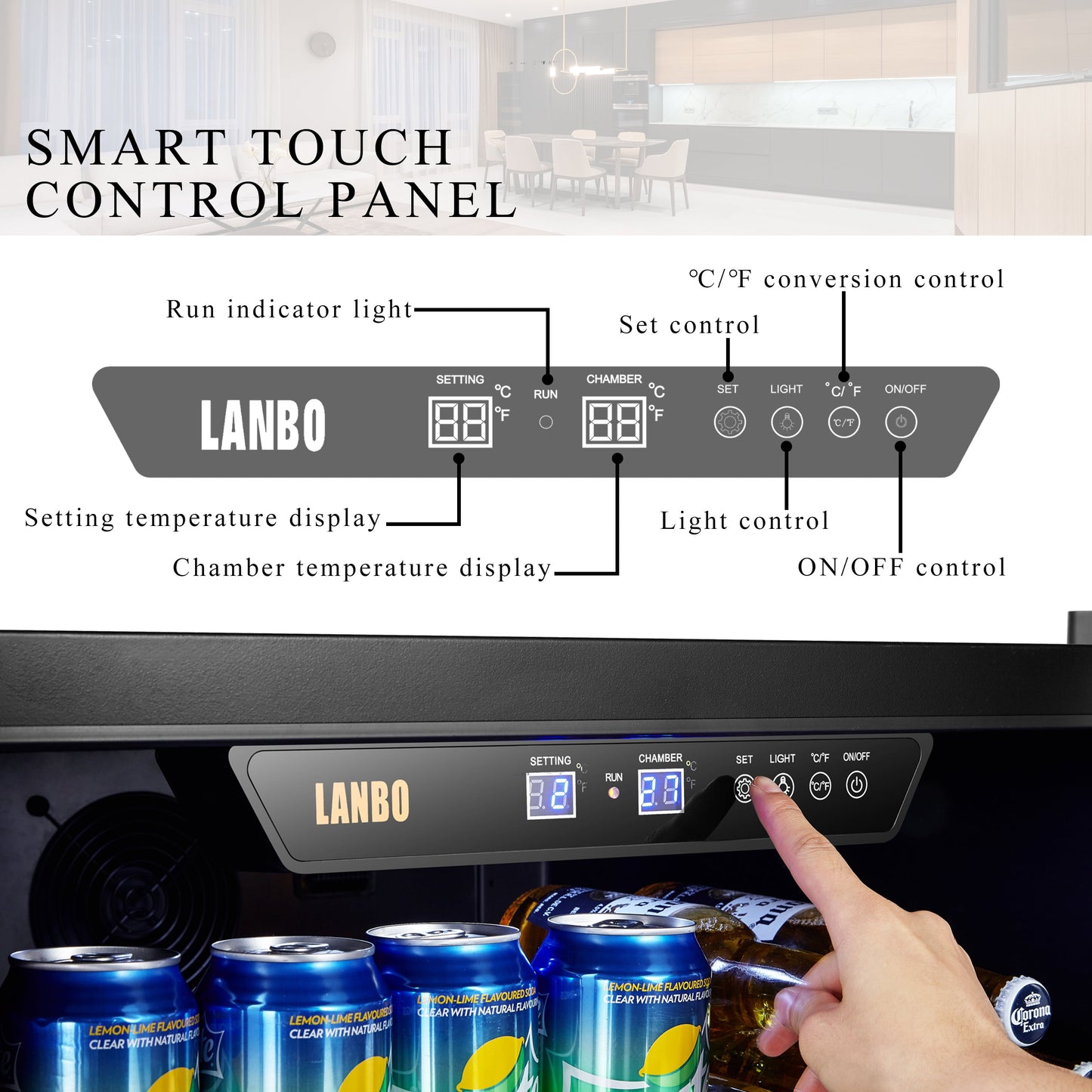 110 Cans 6 Bottle under Counter Built-In Compressor Beverage Center Cooler, 24 Inch Wide