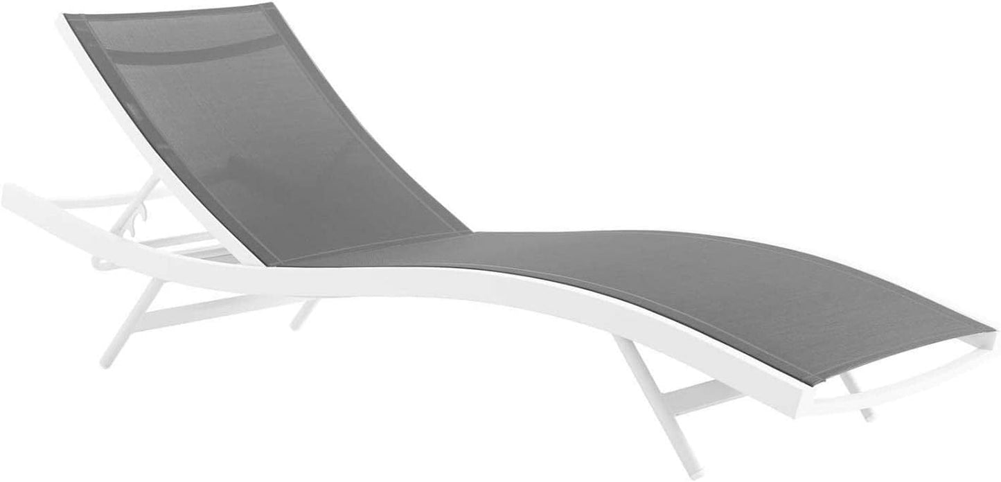 Glimpse Outdoor Patio Mesh Chaise Lounge Set of 4 in White Gray
