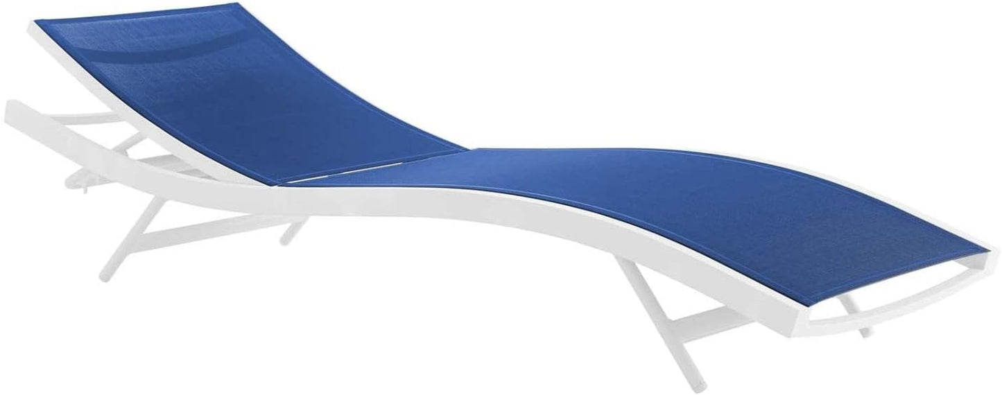 Glimpse Outdoor Patio Mesh Chaise Lounge Set of 4 in White Navy