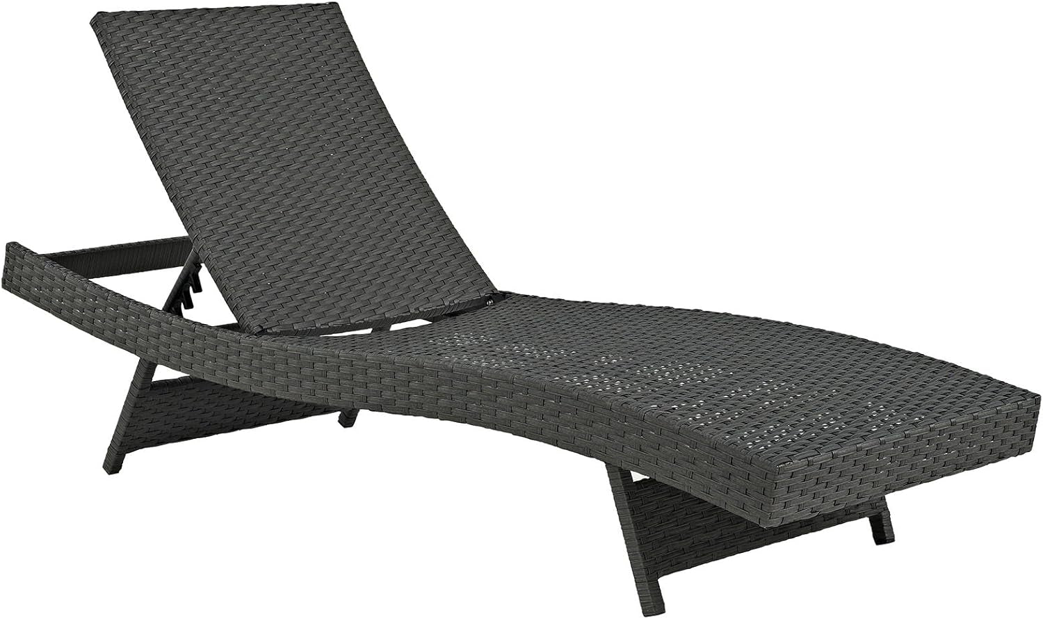Sojourn Wicker Rattan Outdoor Patio Sunbrella Fabric Chaise Lounge in Antique Canvas Beige