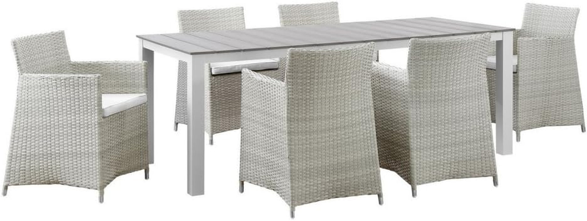 Junction 7 Piece Outdoor Patio Dining Set, Gray/White