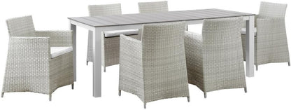 Junction 7 Piece Outdoor Patio Dining Set, Gray/White