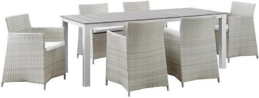 Junction 7 Piece Outdoor Patio Dining Set, Gray/White