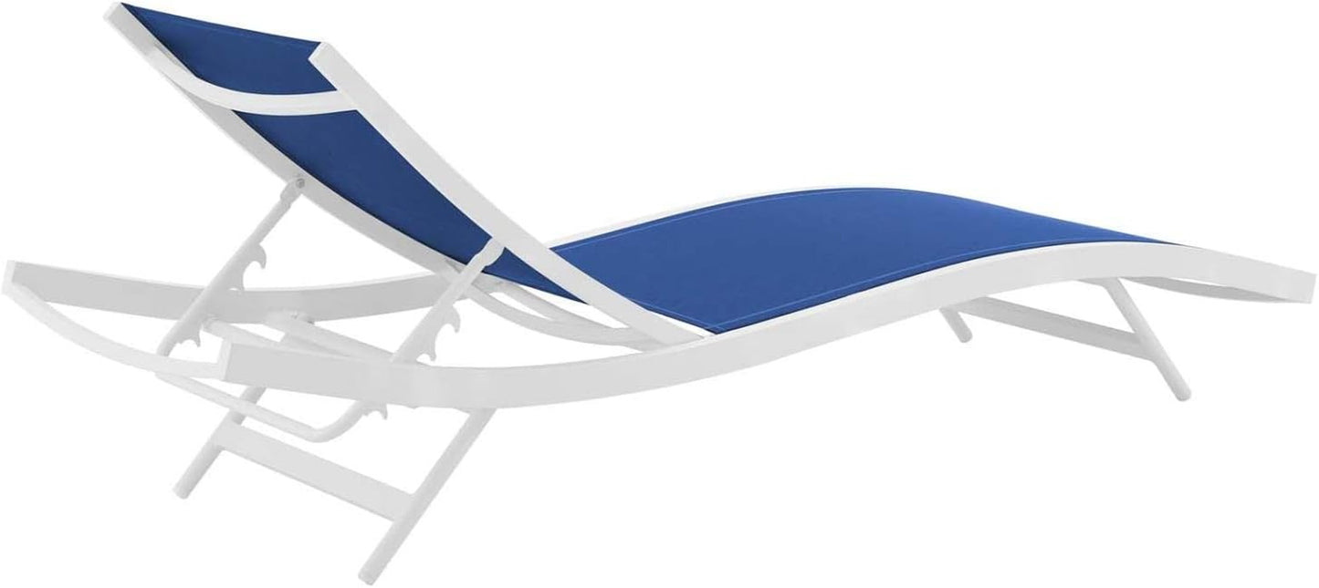 Glimpse Outdoor Patio Mesh Chaise Lounge Set of 4 in White Navy