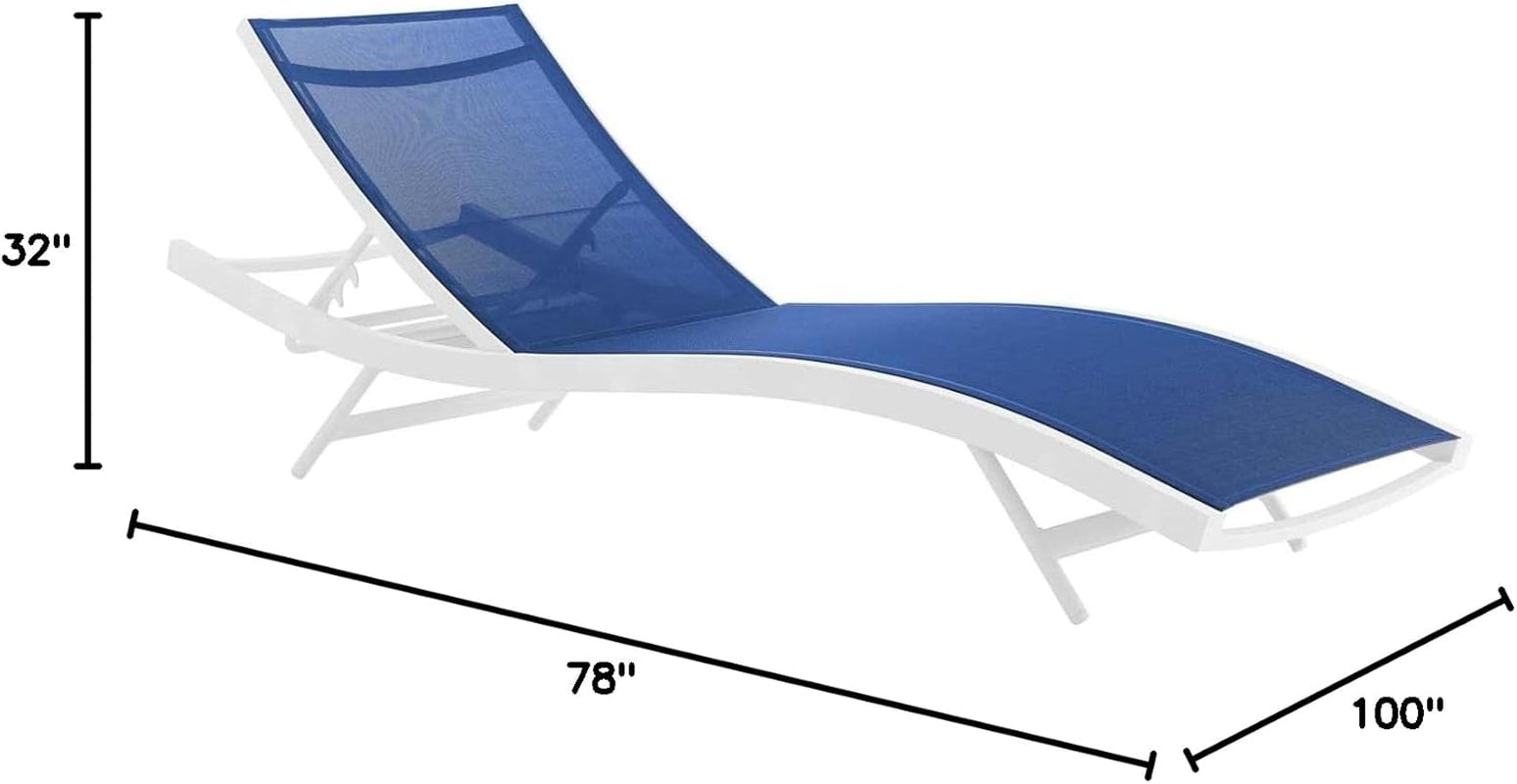 Glimpse Outdoor Patio Mesh Chaise Lounge Set of 4 in White Navy
