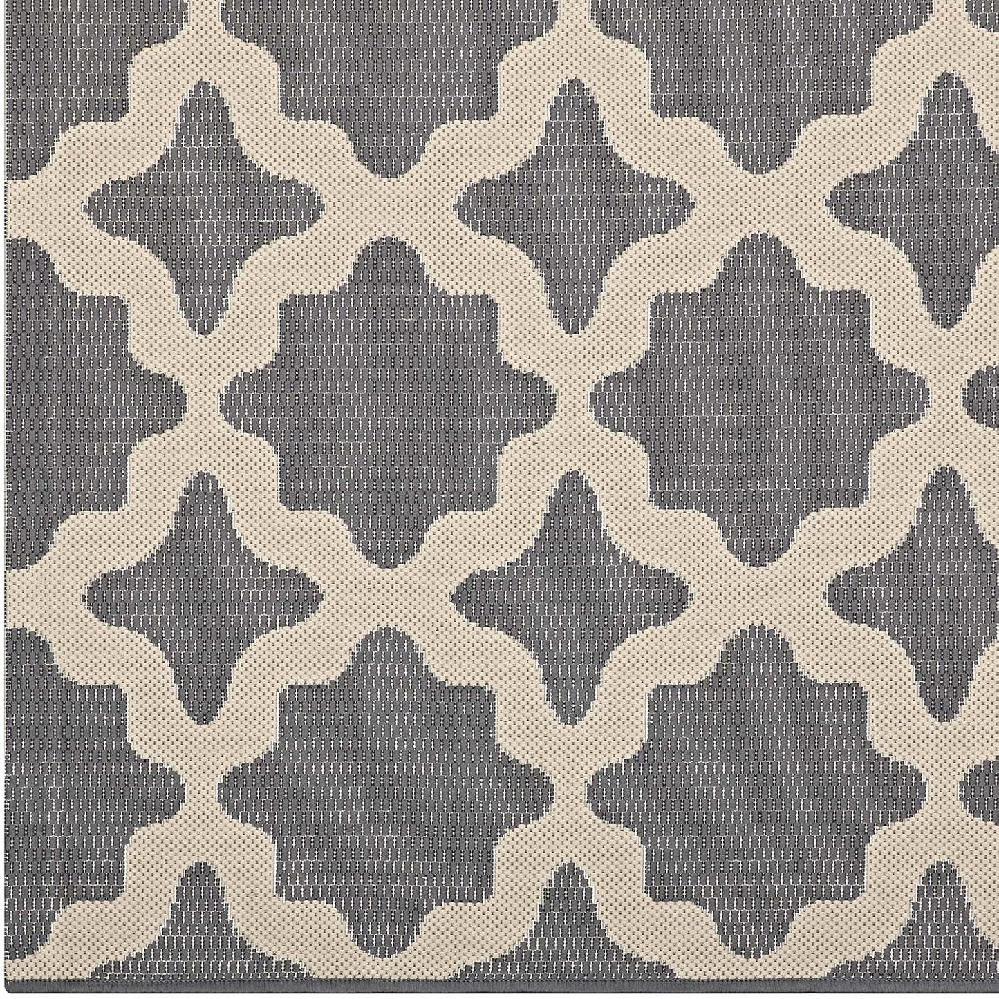 Cerelia Moroccan Trellis 9X12 Indoor and Outdoor Area Rug in Gray and Beige