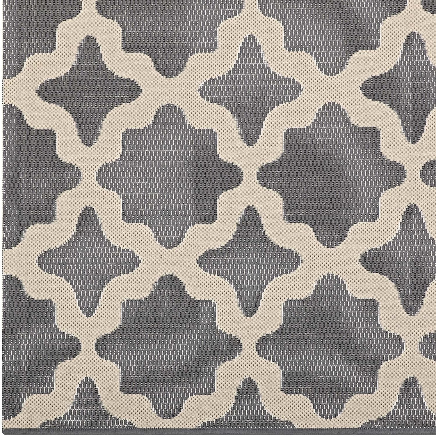 Cerelia Moroccan Trellis 9X12 Indoor and Outdoor Area Rug in Gray and Beige