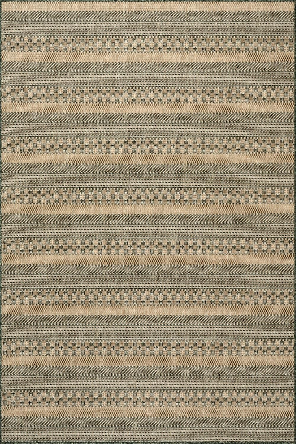 Vail Striped 9' X 12' Indoor/Outdoor Area Rug for Living Room Patio Deck Front Porch, Green