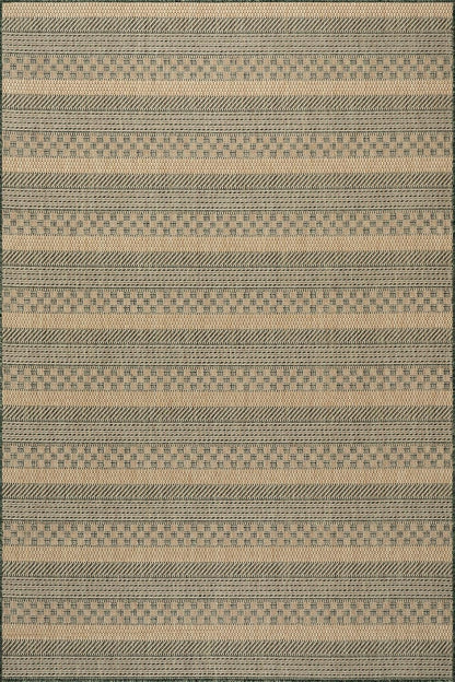 Vail Striped 9' X 12' Indoor/Outdoor Area Rug for Living Room Patio Deck Front Porch, Green