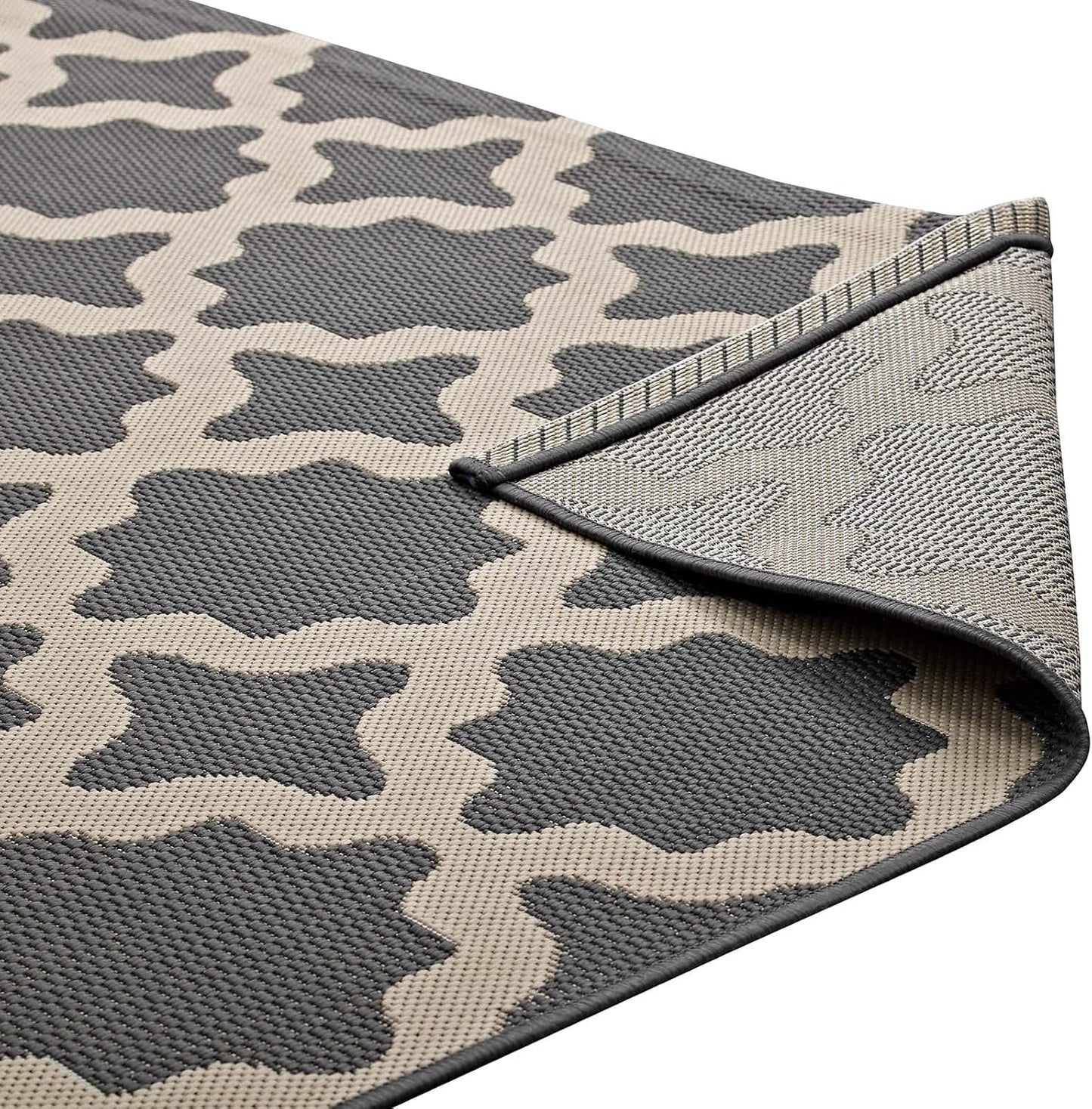 Cerelia Moroccan Trellis 9X12 Indoor and Outdoor Area Rug in Gray and Beige