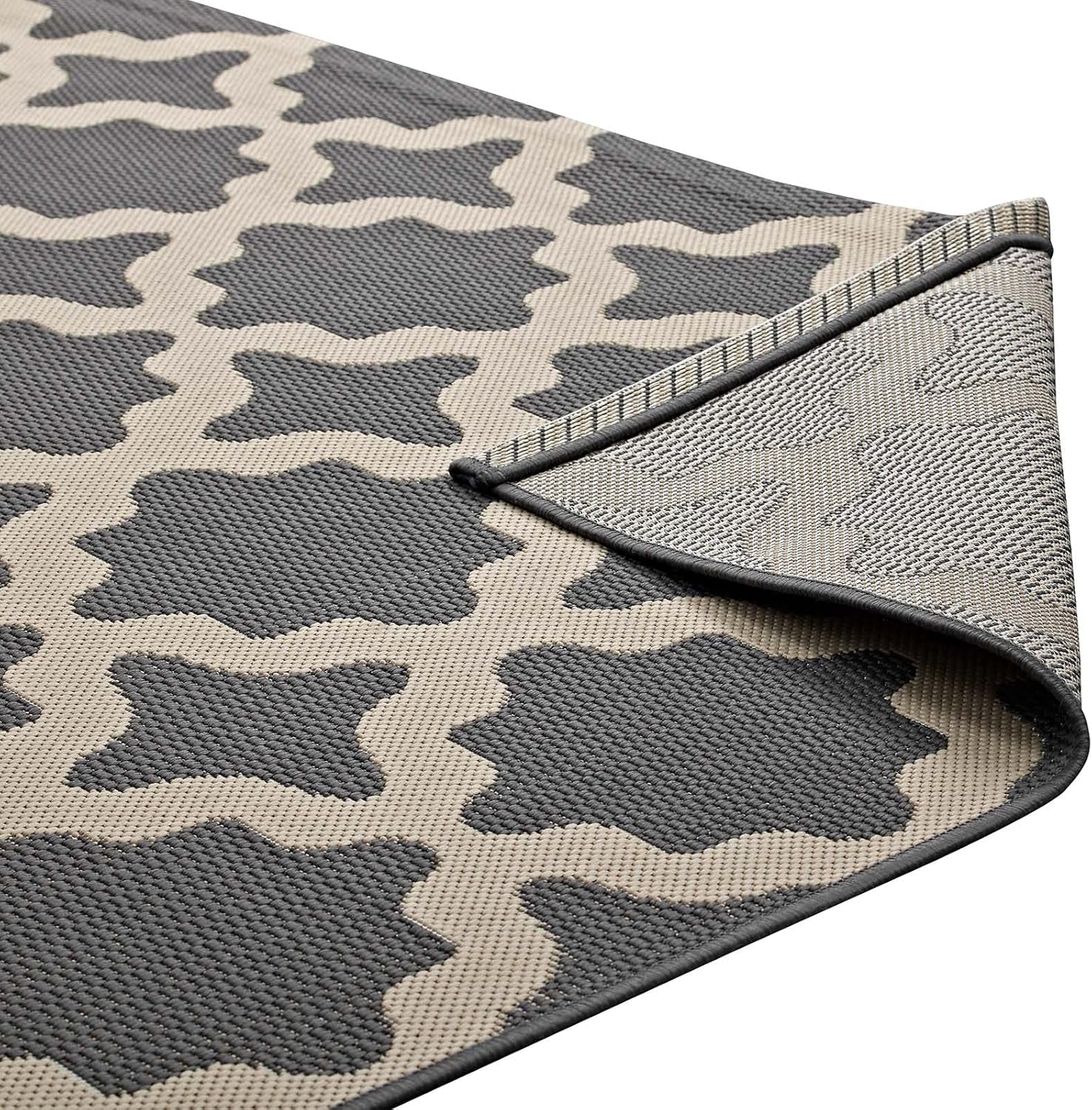 Cerelia Moroccan Trellis 9X12 Indoor and Outdoor Area Rug in Gray and Beige