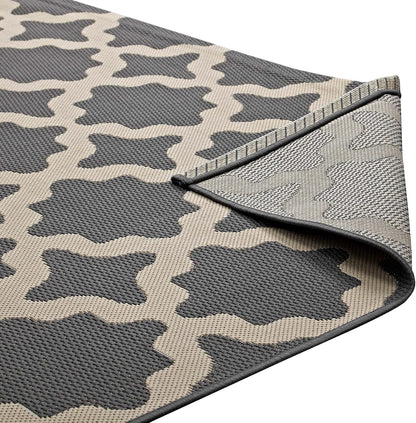 Cerelia Moroccan Trellis 9X12 Indoor and Outdoor Area Rug in Gray and Beige