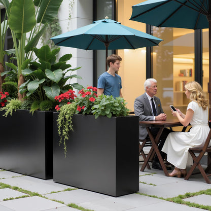 Metal Planter Box 38.2''L X 13''W X 30''H Rectangle Planters for Outdoor Plants Large Black Rectangular Planter with Felt Bag & Drainage Holes for Indoor or Outdoor Flower Garden Porch Patio