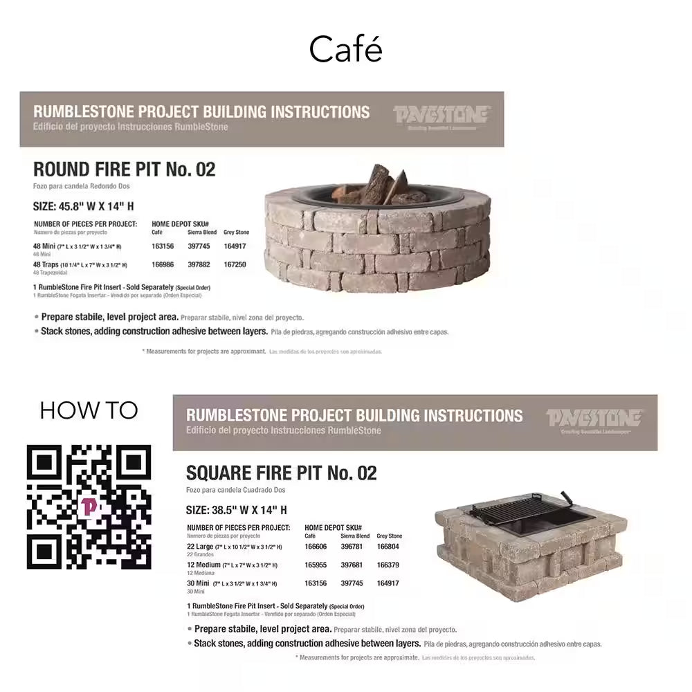 Rumblestone 46 In. X 14 In. round Concrete Fire Pit Kit No. 2 in Greystone with round Steel Insert