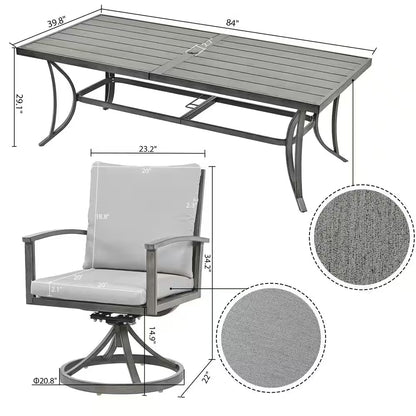 Modique Gray 9-Piece Aluminum Outdoor Dining Set with Gray Cushions