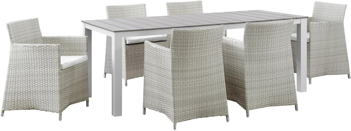 Junction 7 Piece Outdoor Patio Dining Set, Gray/White