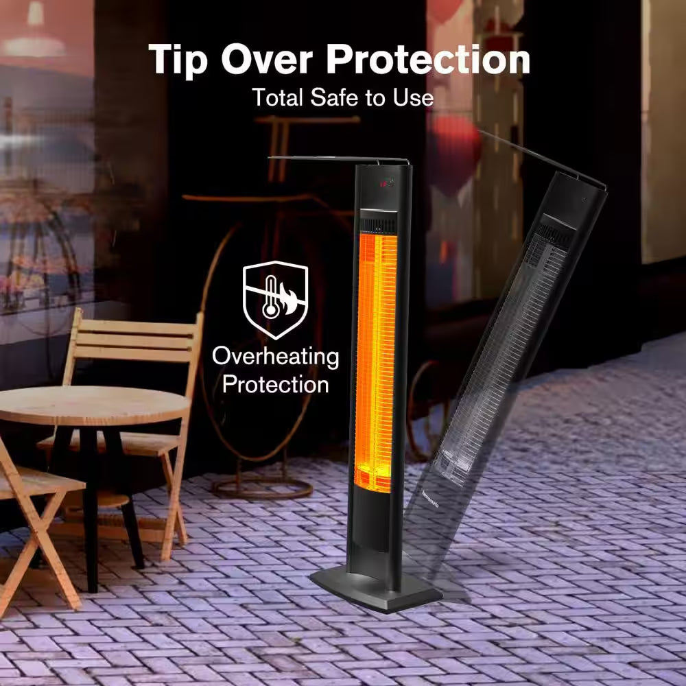 1500W Indoor/Outdoor Electric Patio Heater, Aluminum Infrared Radiant Heater W Remote, Timer, Tip-Over Protection