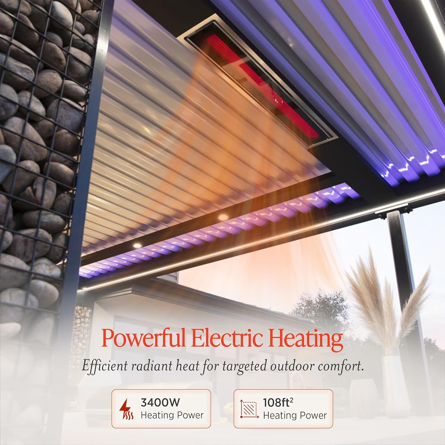 Bromic Platinum Smart Heat 3400W Electric Patio Heater - Radiant Infrared, 220V-240V, Black Finish - BH0320005