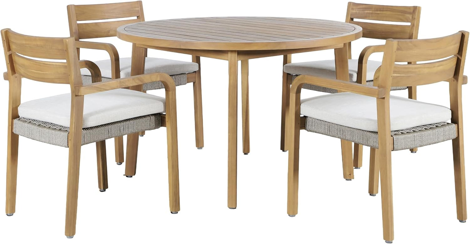 New Classic Furniture Arden 5-Piece Wood Outdoor Dining Set in Natural