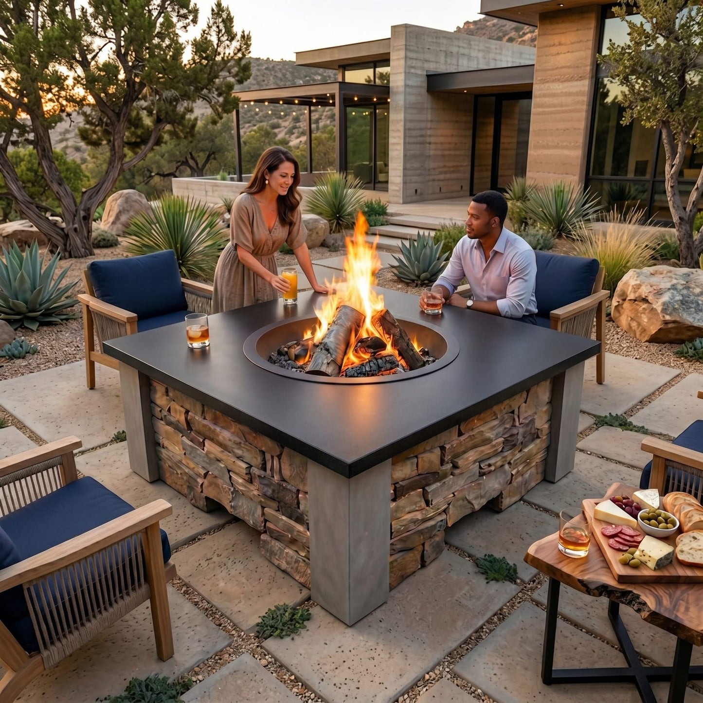 Homebridge GFRC Concrete Fire Pit Table