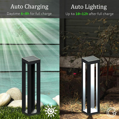 Solar Powered Outdoor Floor Lamp, Stainless Steel Solar Street Lights, Solar Floor Lamp Waterproof Deck Lights for Garden, Yard, Pathway, Porch