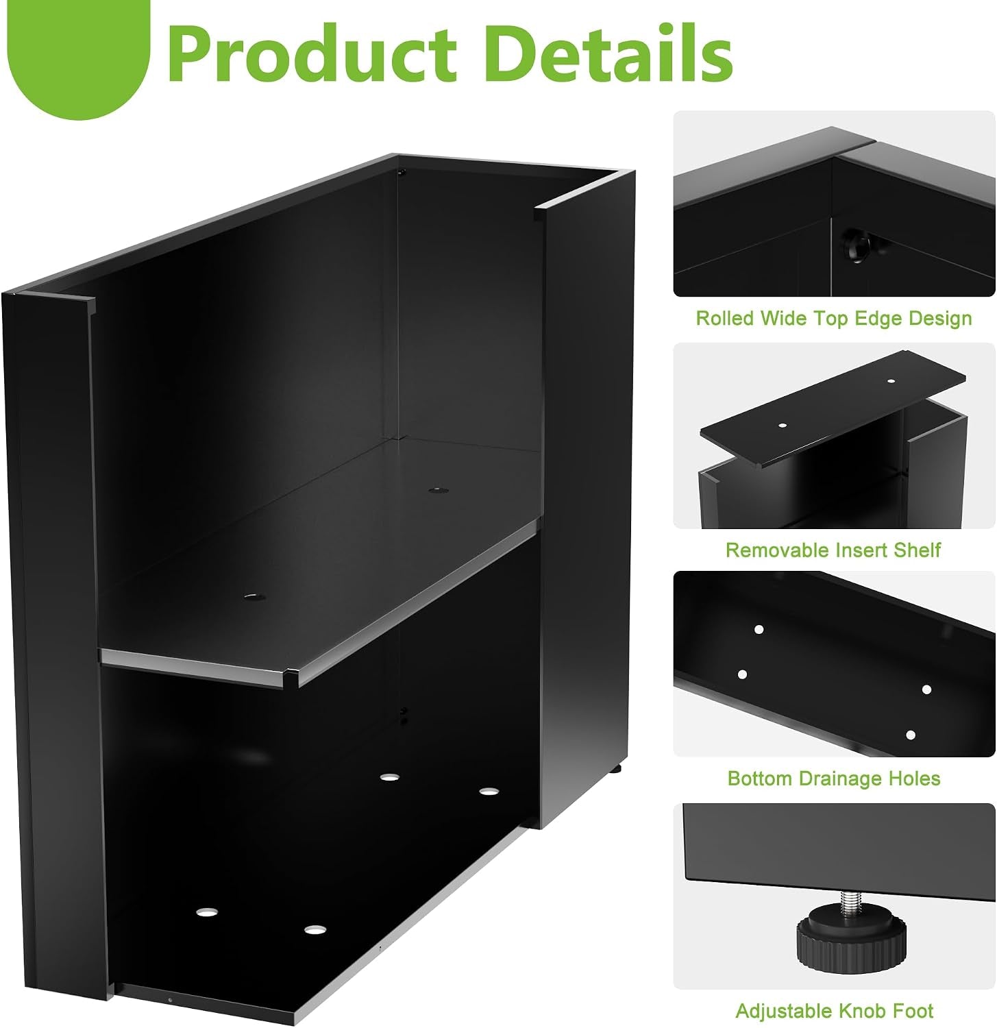 Metal Planter Box 38.2''L X 13''W X 30''H Rectangle Planters for Outdoor Plants Large Black Rectangular Planter with Felt Bag & Drainage Holes for Indoor or Outdoor Flower Garden Porch Patio