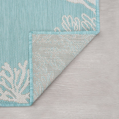 8X10 Water Resistant, Large Indoor Outdoor Rugs for Patios, Front Door Entry, Entryway, Deck, Porch, Balcony | outside Area Rug for Patio | Aqua, Coastal | Size: 7'10'' X 10'2''