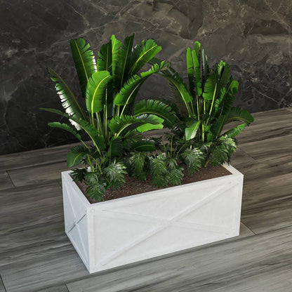 Bonsai Fiberstone Rectangular Planter Weather-Resistant Design MGO Clay Planter Pot for Indoor and Outdoor in White