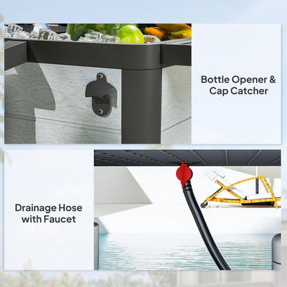 104 Qt. Large Capacity Patio Cooler Cart, Ice Chest with Bottle Opener and Shelves, Outdoor Beverage Bar Cart in Gray