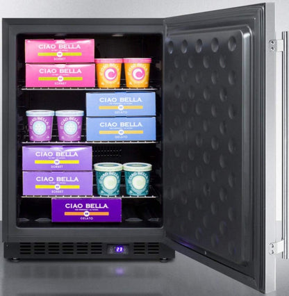 Summit 24” Freezer, Built-In, Outdoor Freezer, 4.6 Cu.Ft. Capacity, Stainless Steel- SPFF51OS