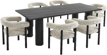 EEI-7062-IVO-GPH Nautica 7-Piece Outdoor Rectangular Dining Set in Ivory Graphite