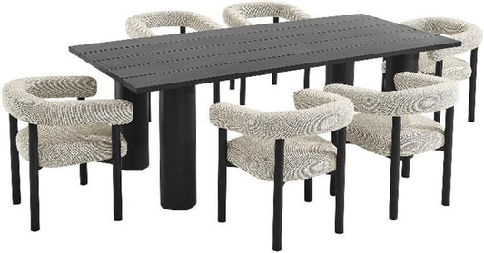 EEI-7062-IVO-GPH Nautica 7-Piece Outdoor Rectangular Dining Set in Ivory Graphite