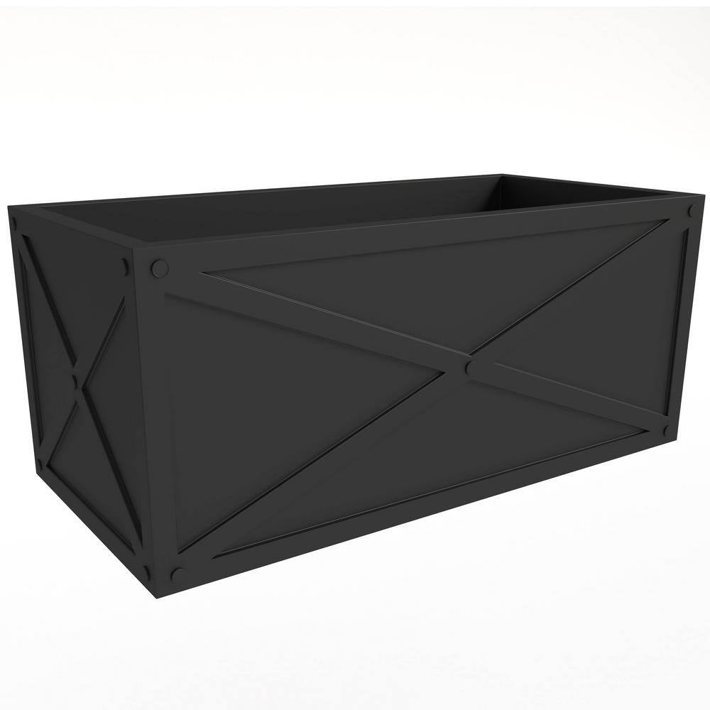 Bonsai 13 In. High Fiberstone Rectangular Planter Weather-Resistant Indoor and Outdoor Decorative Pot 30 in Wide, Black