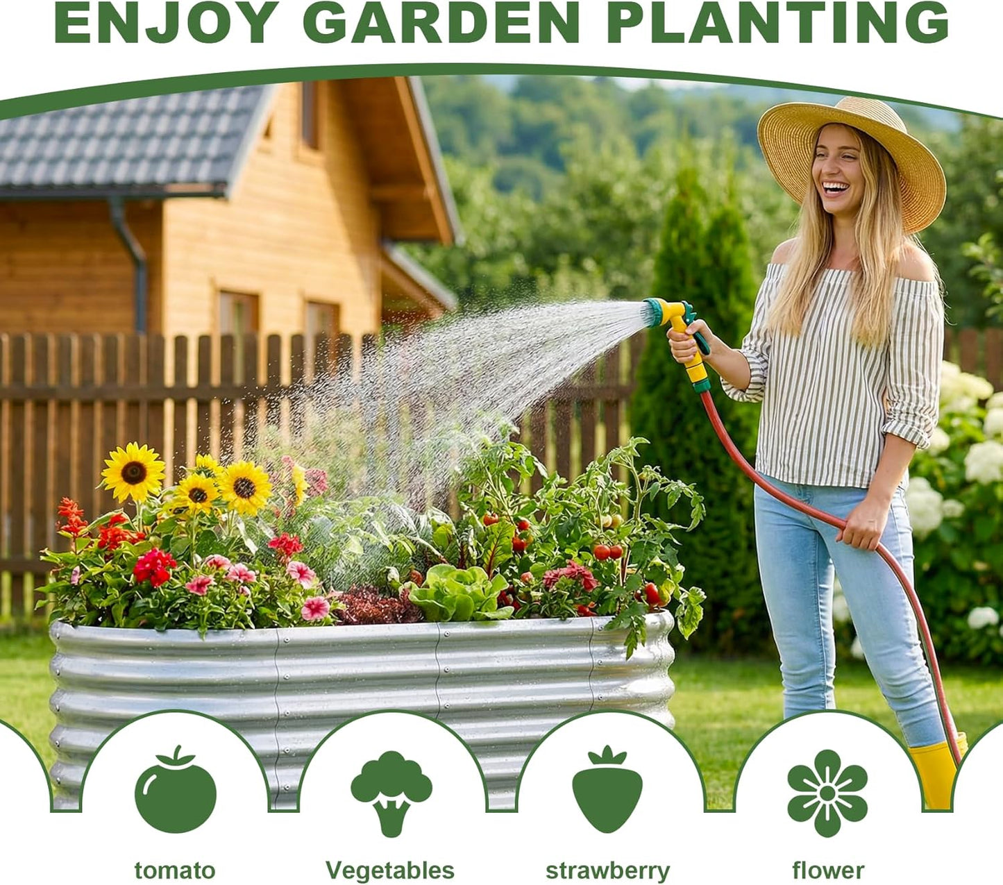 2 Pack 4×2×2Ft Galvanized Raised Garden Bed Outdoor,Oval Sturdy and Durable Planter Boxes for Vegetables, Fruits, Flowers and Plants, Easy Assembly, Silver
