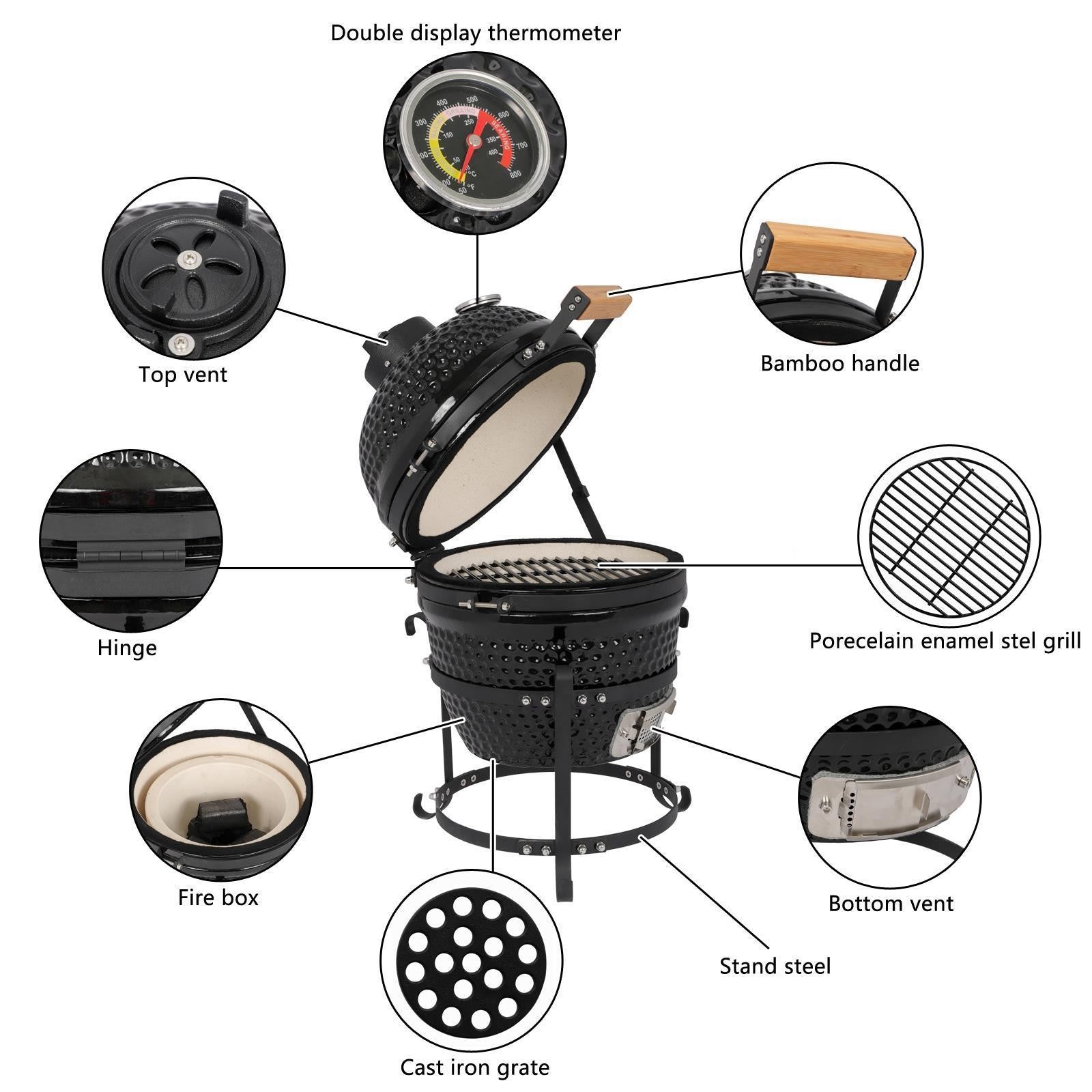 Outdoor BBQ Grill Charcoal Barbecue Pit Patio Backyard Camping Meat Cook Smoker
