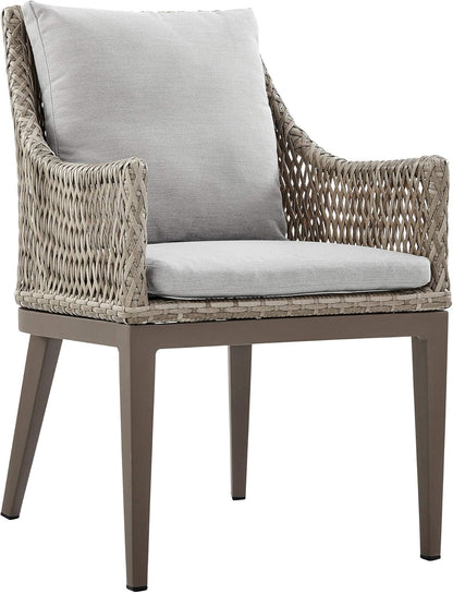 Grenada 5 Piece Grey Aluminum Outdoor Dining Set with Grey Fabric