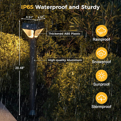Smart Solar Pathway Lights Outdoor, Motion Sensor Landscape Lighting, 150LM Bright Solar Garden Lights with Bluetooth APP Control, RGB & Warm White Color Changing, IP65 Waterproof, 4 Pack