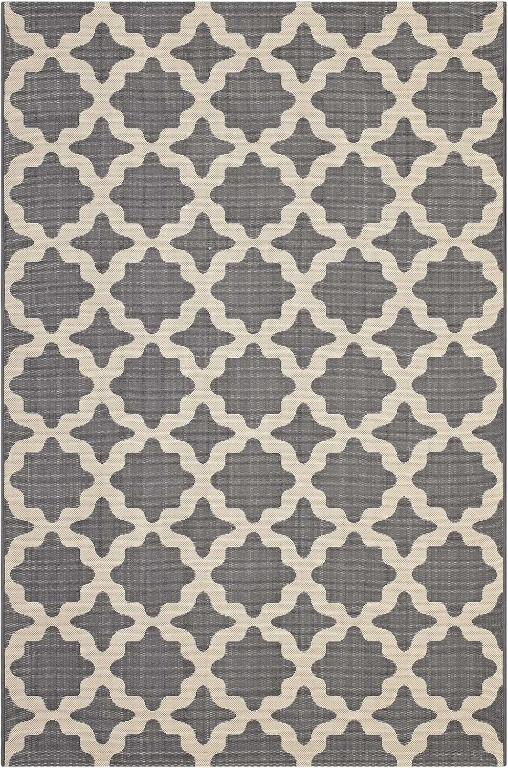 Cerelia Moroccan Trellis 9X12 Indoor and Outdoor Area Rug in Gray and Beige