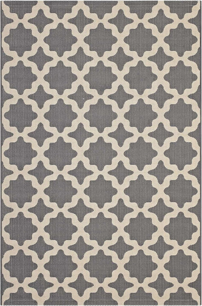 Cerelia Moroccan Trellis 9X12 Indoor and Outdoor Area Rug in Gray and Beige