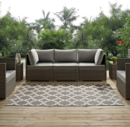 Cerelia Moroccan Trellis 9X12 Indoor and Outdoor Area Rug in Gray and Beige