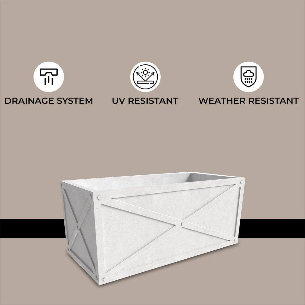Bonsai Fiberstone Rectangular Planter Weather-Resistant Design MGO Clay Planter Pot for Indoor and Outdoor in White